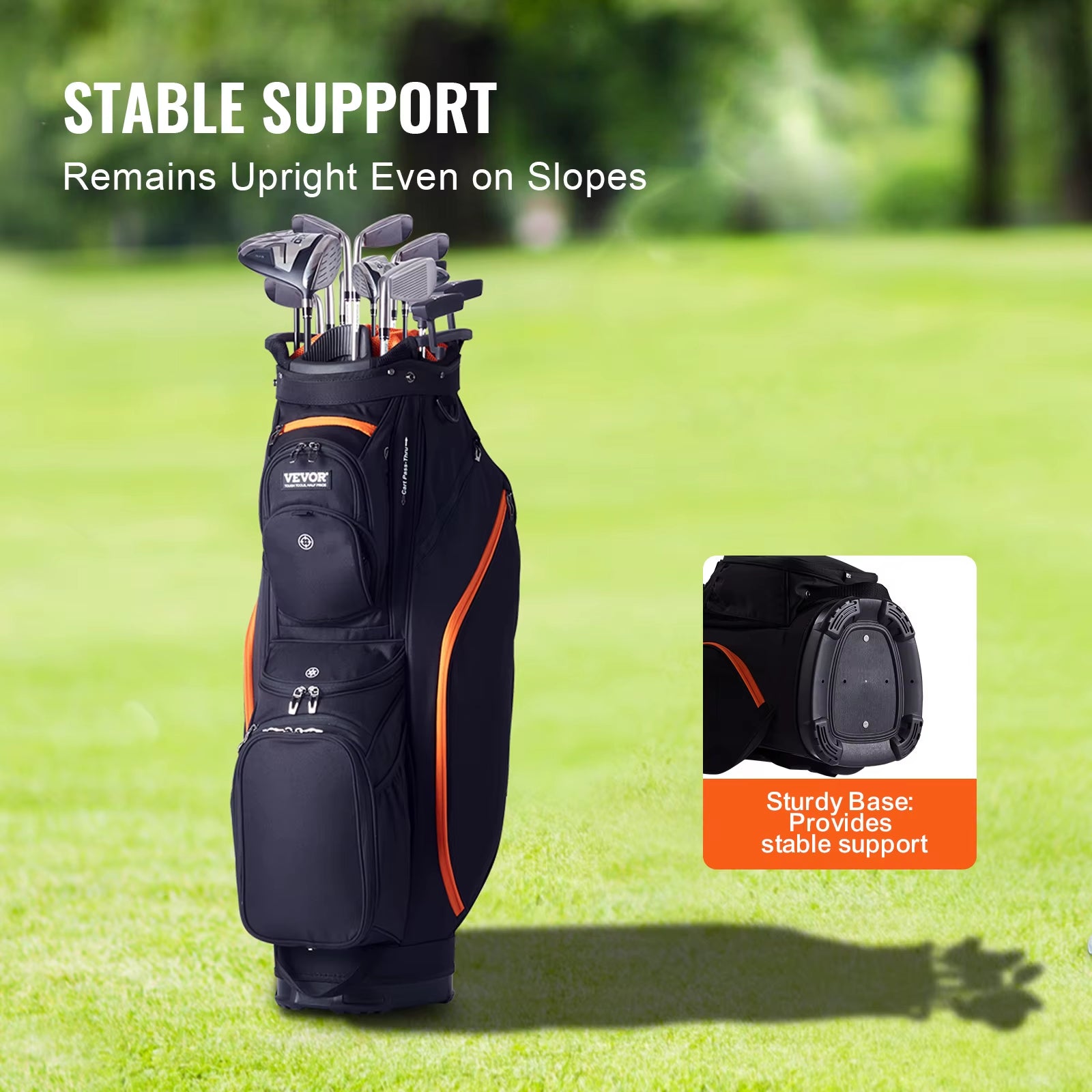 VEVOR Golf Cart Bag with 14 Way Organizer Divider Top 36” 13 Pockets Premium Cart Bag Durable for Men & Women, Black & Orange