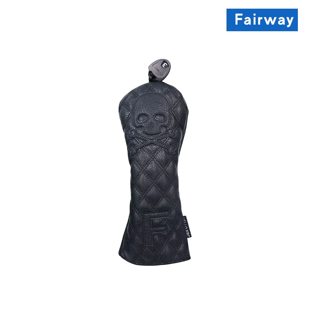 Golf Wood Cover Skull for Driver Fairway Hybrid Waterproof Protector Set PU Leather Soft Durable Golf Club Covers