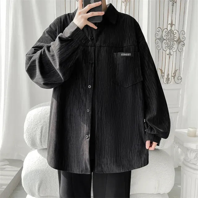 Men's 2024 Harajuku Oversized Button-Up Shirts 5XL