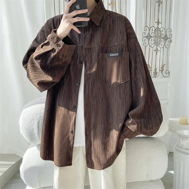 Men's 2024 Harajuku Oversized Button-Up Shirts 5XL
