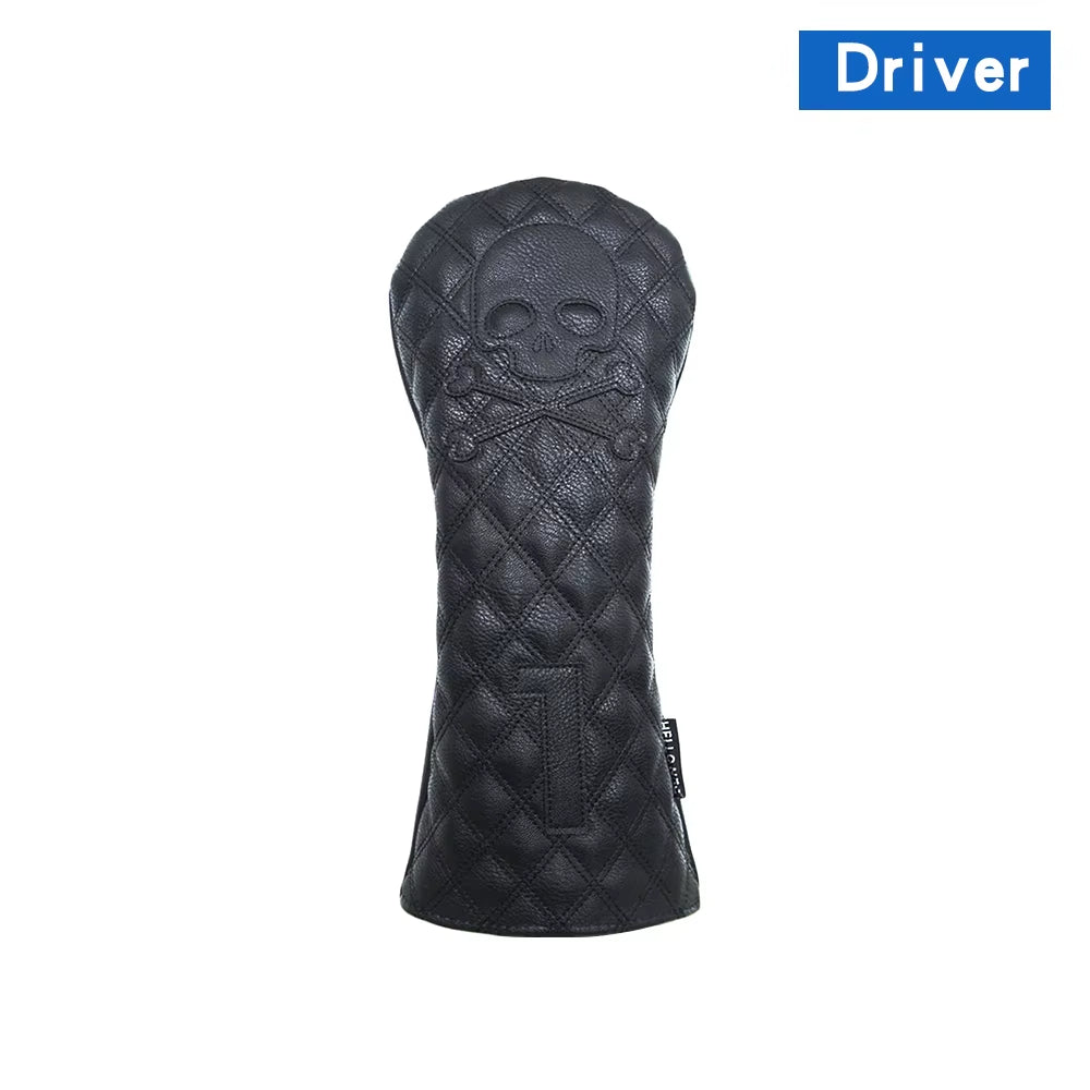 Golf Wood Cover Skull for Driver Fairway Hybrid Waterproof Protector Set PU Leather Soft Durable Golf Club Covers