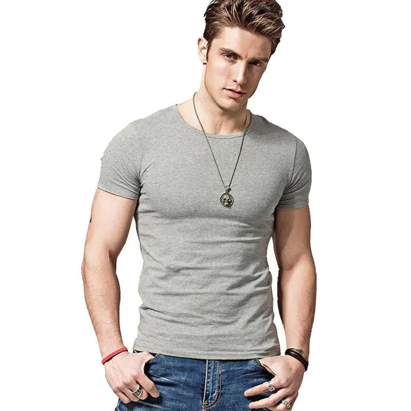 Customizable Men's Solid Color Short Sleeve T-Shirts