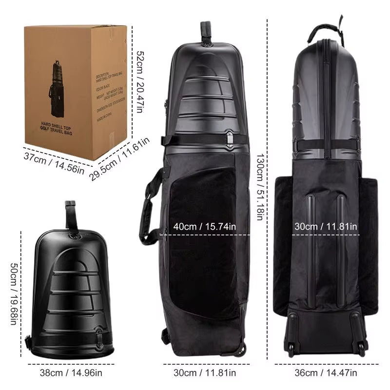 Golf Aviation Bag Cover with Wheels Hard Shell Golf Standard Bag Protective Cover Golf Club Storage Package for Golf Supplies
