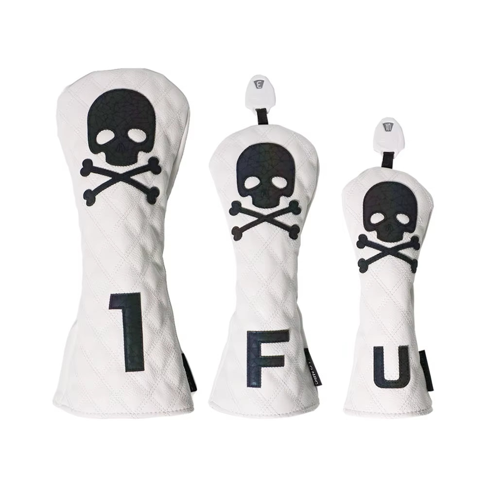 Golf Wood Cover Skull for Driver Fairway Hybrid Waterproof Protector Set PU Leather Soft Durable Golf Club Covers