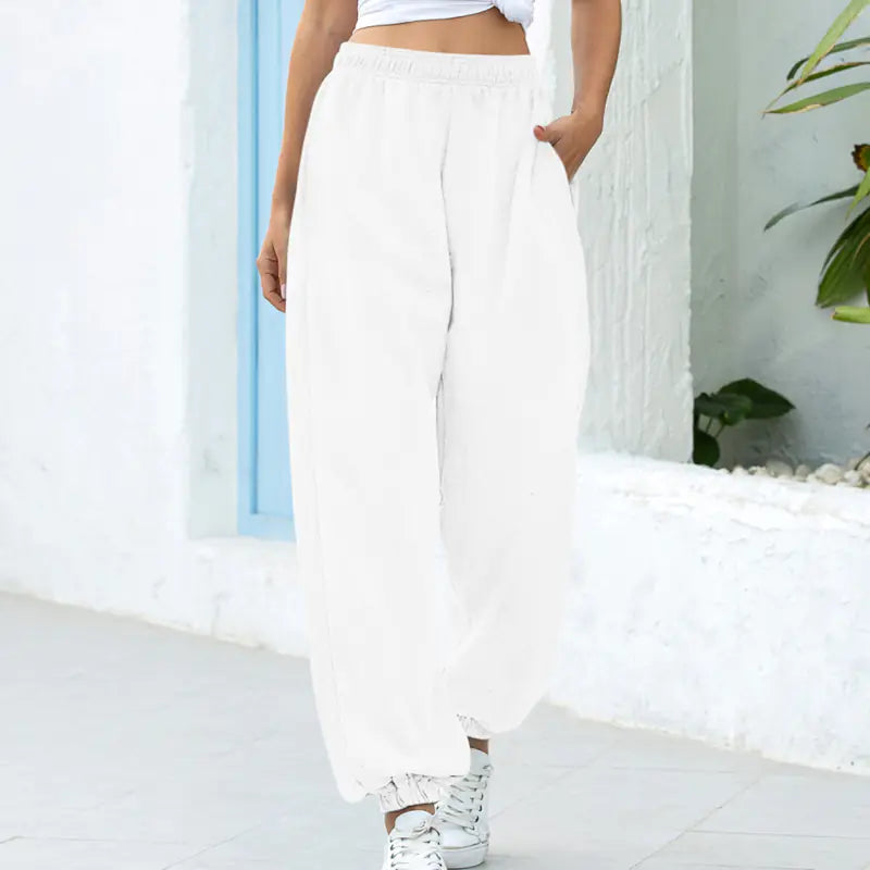 Gray Wide Leg Sweatpants for Women - Baggy Joggers