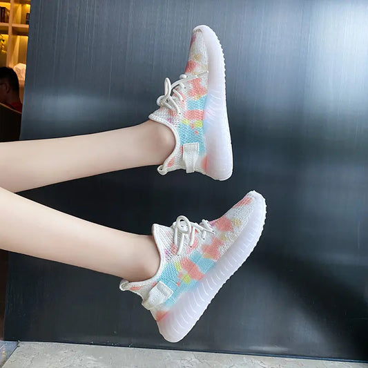 Knitted Coconut Sneakers for Women - Breathable Running Shoes