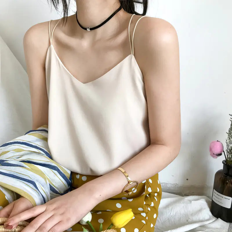 Loose Chiffon Tank Top for Women - Summer V-Neck Design