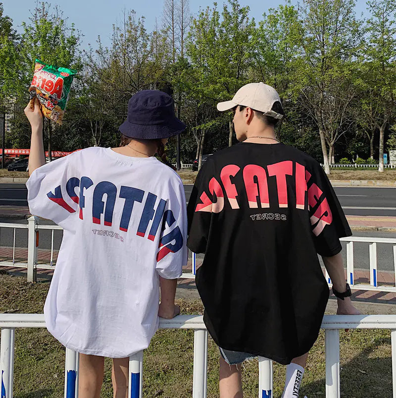 Men's Casual Summer Couple T-Shirts with Letter Print