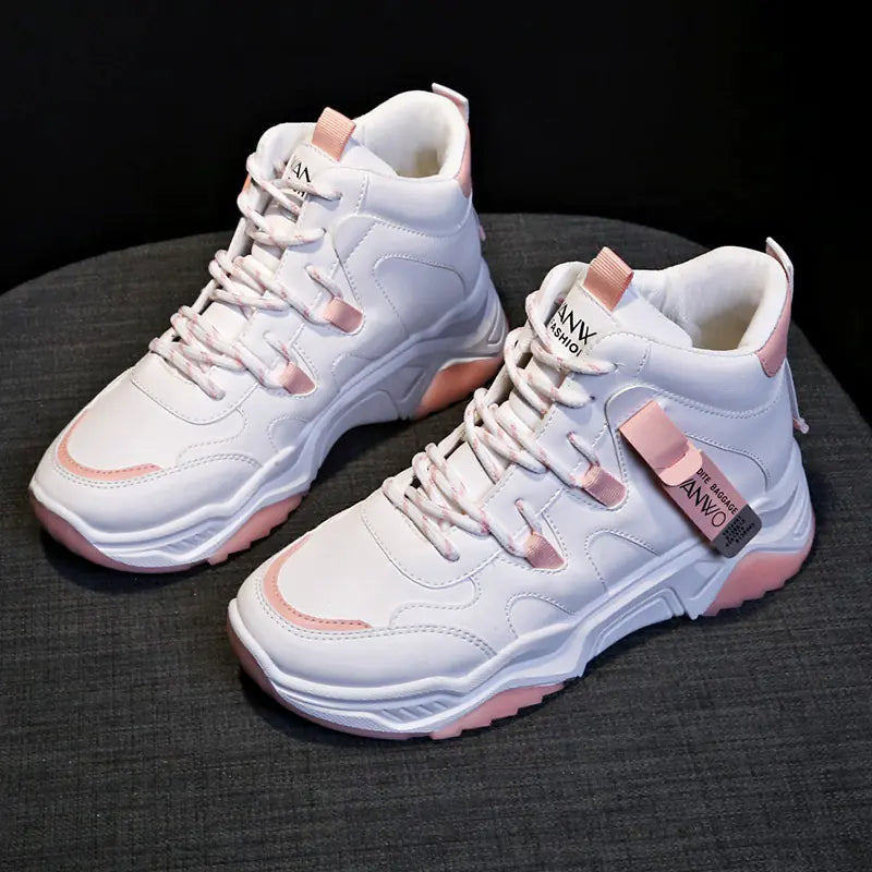 High-Top Sneakers for Women - White Athletic Shoes