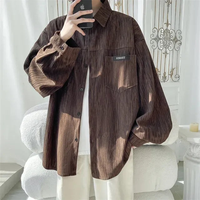 Men's 2024 Harajuku Oversized Button-Up Shirts 5XL