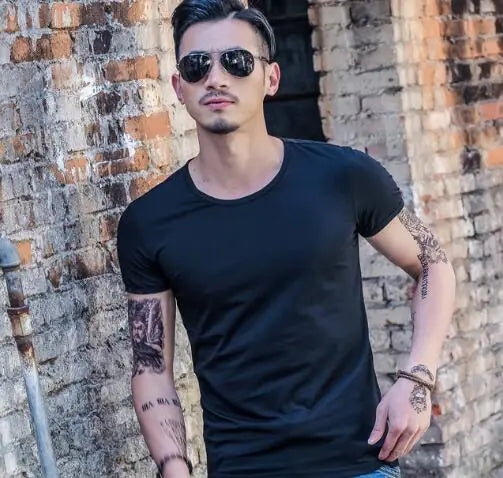 Customizable Men's Solid Color Short Sleeve T-Shirts