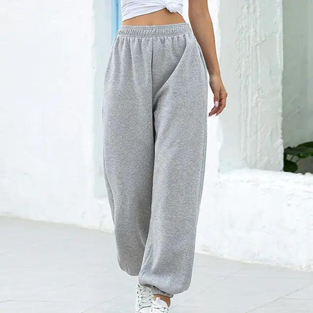 Gray Wide Leg Sweatpants for Women - Baggy Joggers