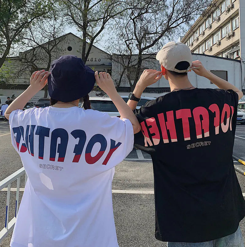 Men's Casual Summer Couple T-Shirts with Letter Print