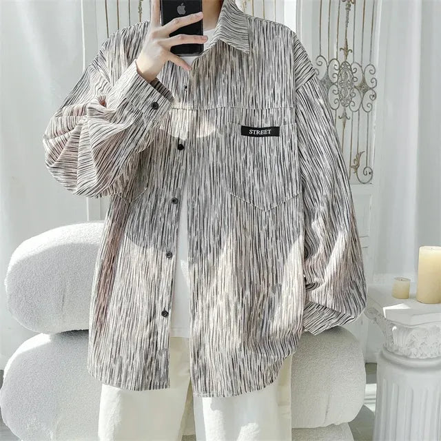 Men's 2024 Harajuku Oversized Button-Up Shirts 5XL