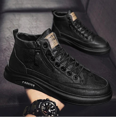 Men's Genuine Leather Sport Boots - Breathable High-Top Shoes (One Pair)