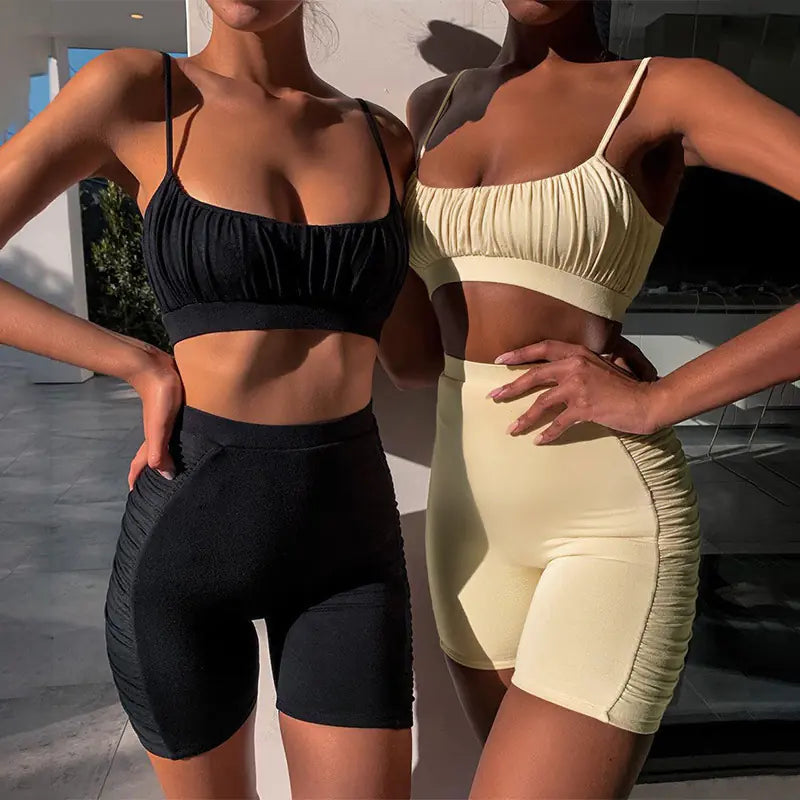 Summer Women's Solid Color Sport Set with Shorts