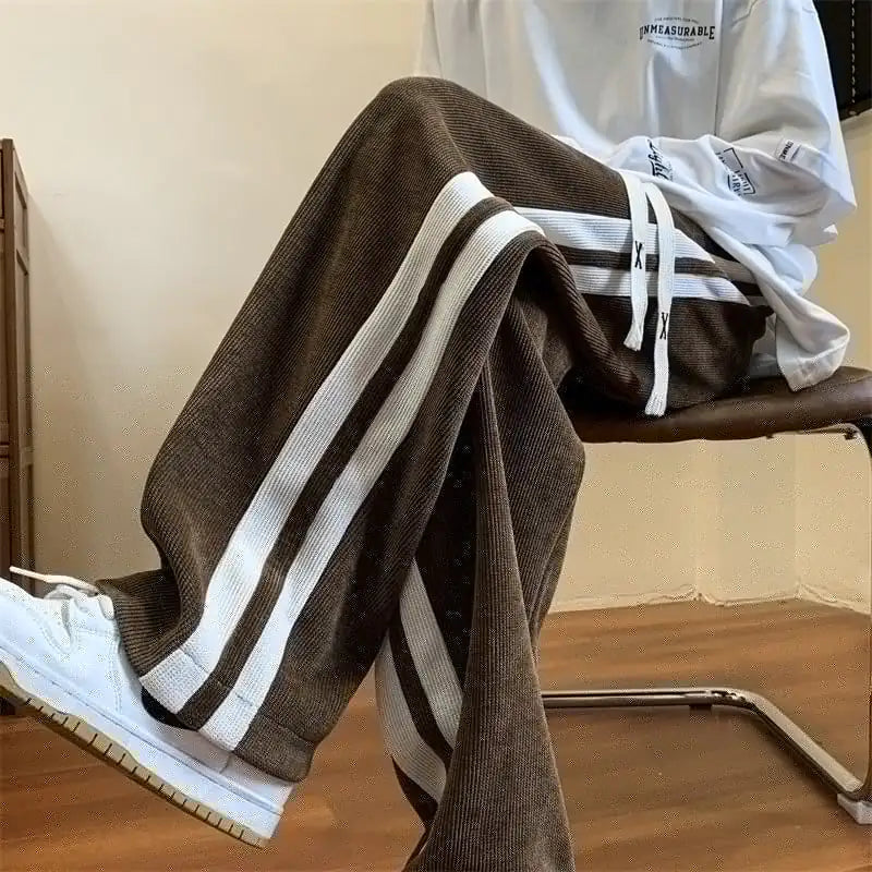 Loose Striped Corduroy Wide Leg Sweat Pants