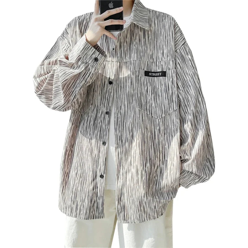 Men's 2024 Harajuku Oversized Button-Up Shirts 5XL