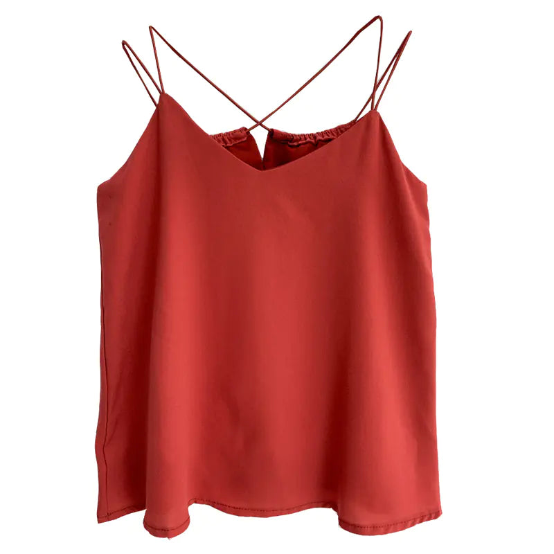 Loose Chiffon Tank Top for Women - Summer V-Neck Design
