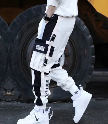 Ribbons Harem Joggers for Men - Hip Hop Cargo Pants