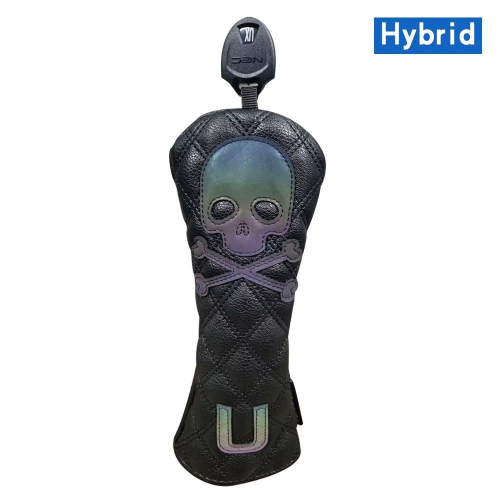 Golf Wood Cover Skull for Driver Fairway Hybrid Waterproof Protector Set PU Leather Soft Durable Golf Club Covers