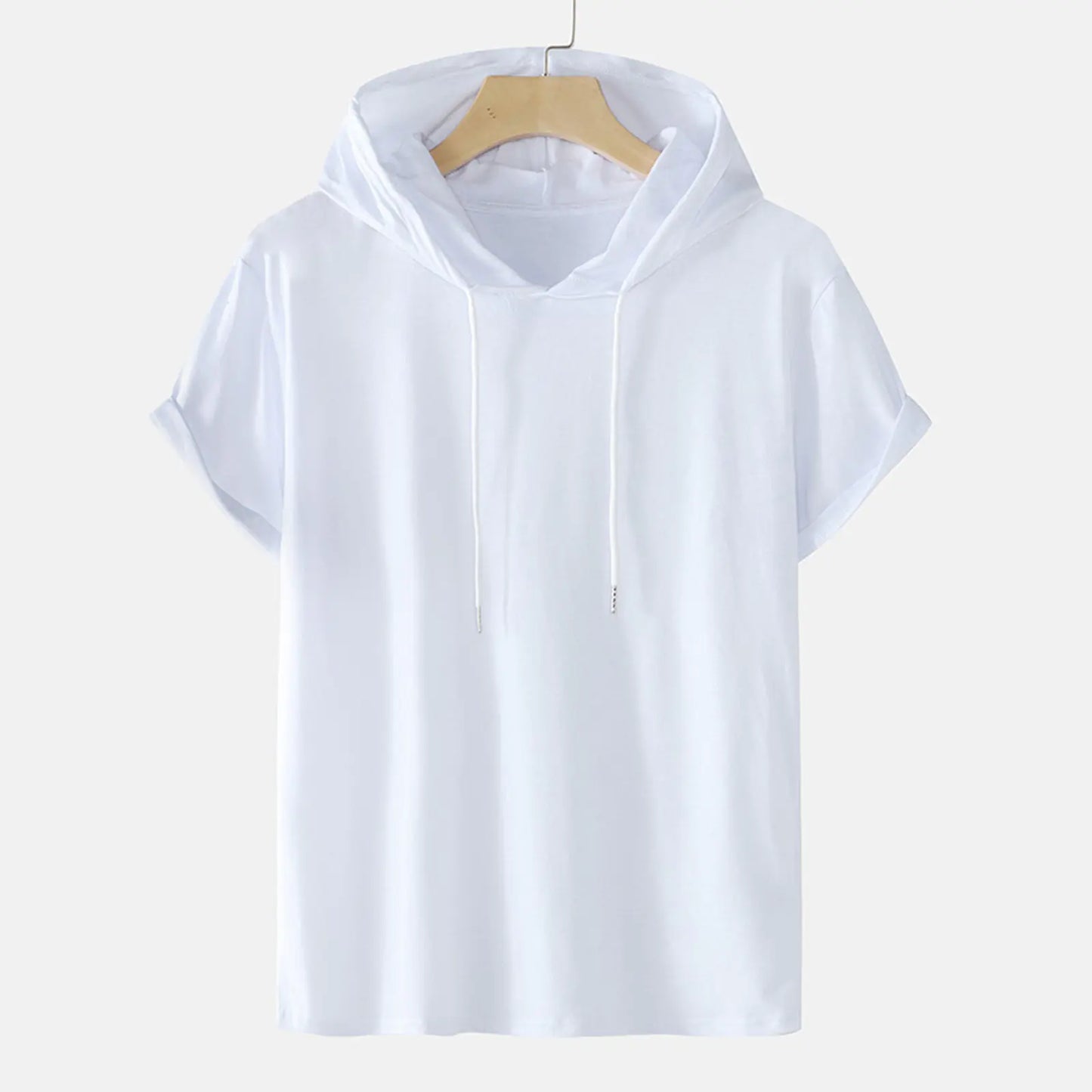 Plus Size Men's Hooded T-Shirts with Drawstring (Summer)