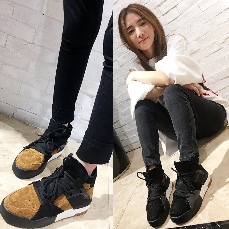 High-Top Leather Sports Casual Shoes for Women