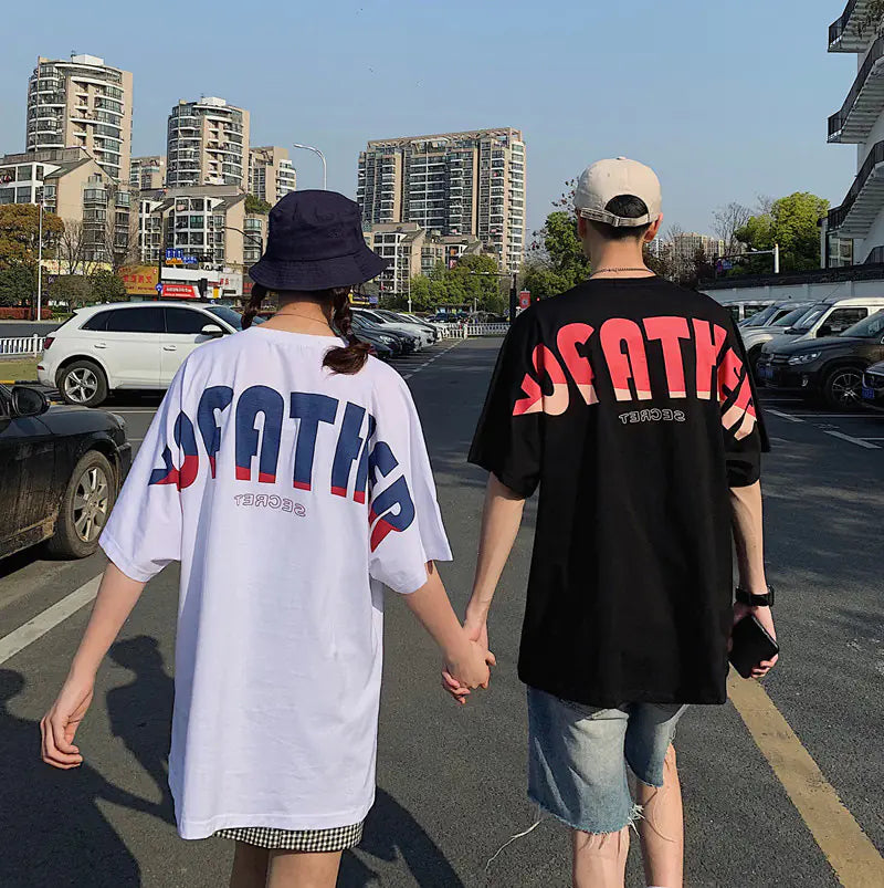 Men's Casual Summer Couple T-Shirts with Letter Print