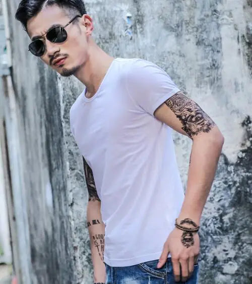 Customizable Men's Solid Color Short Sleeve T-Shirts