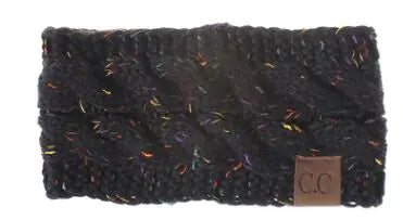 Women's Knitted Headband with Colorful Yarn Accent