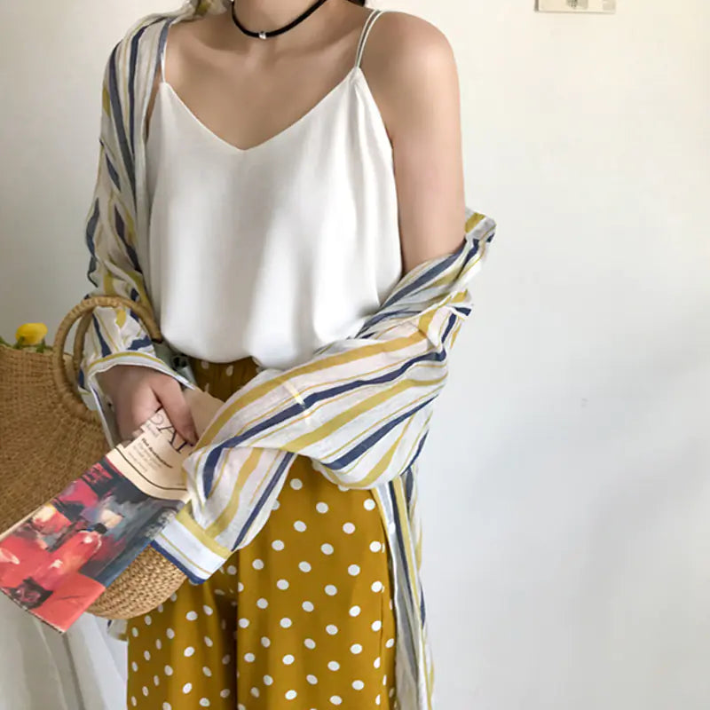 Loose Chiffon Tank Top for Women - Summer V-Neck Design