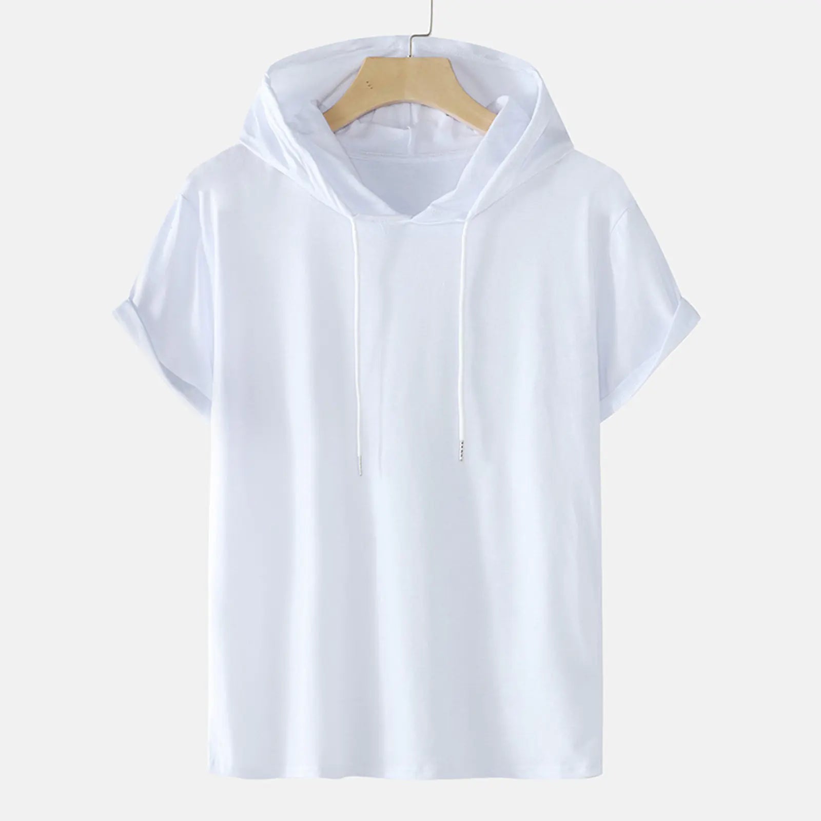 Plus Size Men's Hooded T-Shirts with Drawstring (Summer)