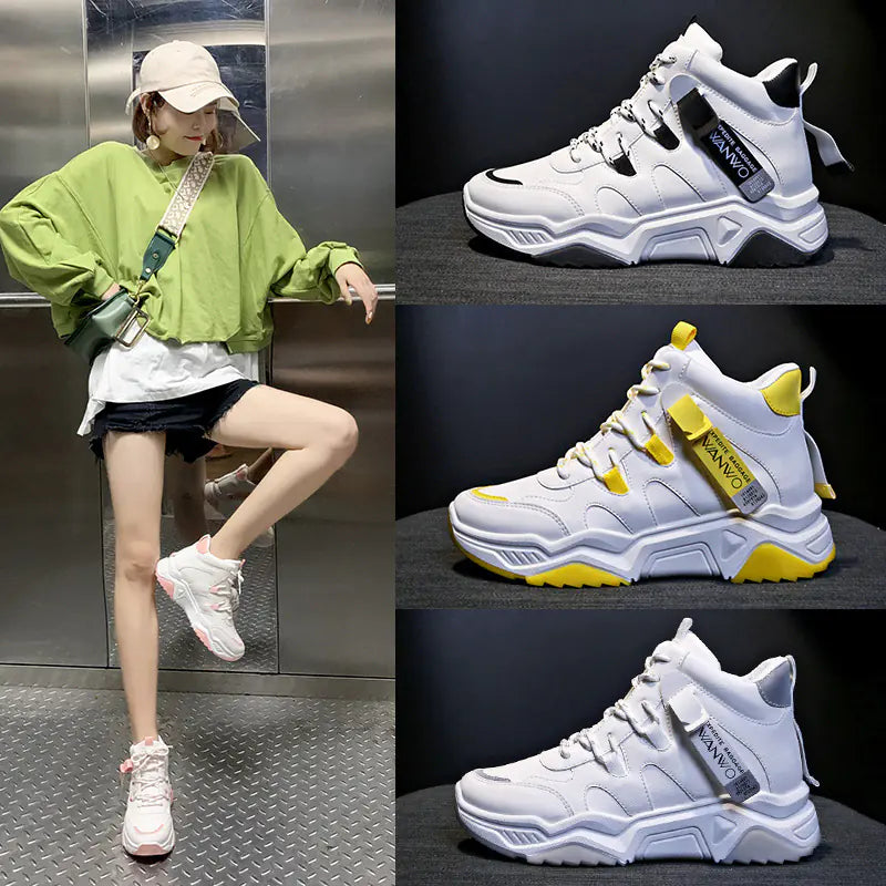 High-Top Sneakers for Women - White Athletic Shoes