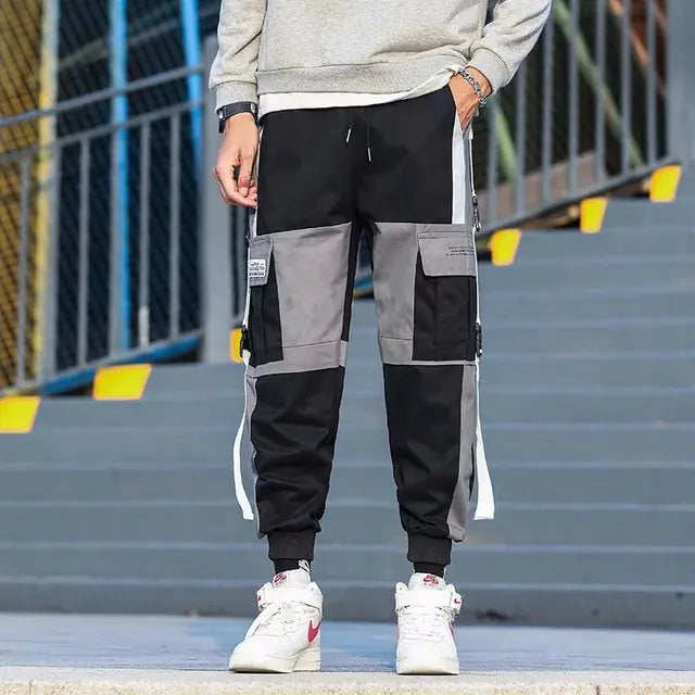 Ribbons Harem Joggers for Men - Hip Hop Cargo Pants