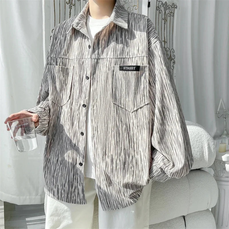 Men's 2024 Harajuku Oversized Button-Up Shirts 5XL