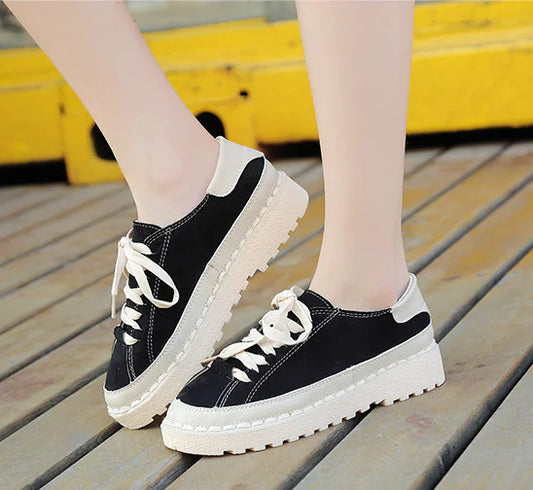 Trendy White Thick Sole Air Cushion Running Shoes for Women